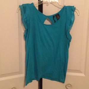 Teal New Directions top with capped sleeves.